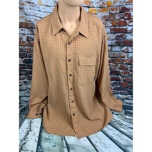 ExOfficio Mens XXL Orange Micro‎ Check Long Sleeve Ventilated Fishing Shirt